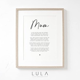 Lula Design Mum Poem A4 or A5 PRINT- Mothers Day Gift, Gift for Mum, Mum Birthday Gift, A poem for Mum, Mothers Day Gift for Mum from Child Children