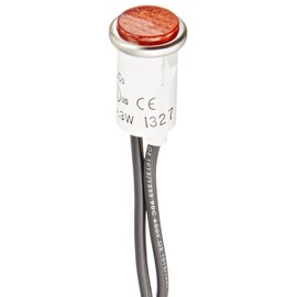 Round Indicator Light with Non Replacable Lamps, Press Fit, 0.5" Panel Cutout, 0.5" Mounting Hole Diameter, Amber 0.09 Cyl Diamond Lens, Stainless Bezel