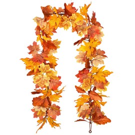 Autumn Maple Leaf Garland - 1 Pack 5.8 Ft Maple Leaf Autumn Garland Decorations for Autumn Decorations Home Fall Decor Halloween