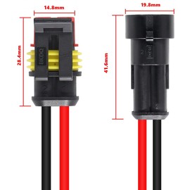 10 Pack 2 Pin Wire Connector,Male and Female Waterproof Connector, Waterproof Wire, Universal for Car Truck, Boat and Other Wire Connection