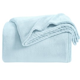 KMUSET Fleece Blanket Mist Blue Lightweight Super Soft Cozy Fuzzy Bed Blankets Microfiber Factory Shop
