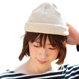 Nakota Good Fit Short Cotton Beanie Cotton Short Watch, One Size Fits Most, Knit Hat, Watch Cap, Beanie, Roll Watch, beige (71)