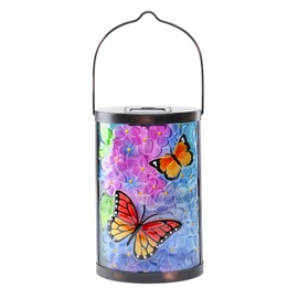 Afirst Solar Lantern Outdoor Hanging Glass Butterfly Solar Lights Waterproof LED Solar Lamp for Garden Yard Tree Desk Decor