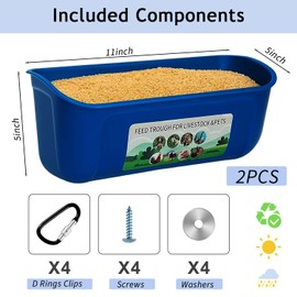 2 Pack Hanging Chicken Feeder with Clips - Poultry Feed Trough & Waterer Bucket for Chickens, Ducks, Goats, Piglets, Turkeys - Spill-Proof Livestock Feeding Container for Coop, Farm, Barn