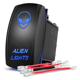 Nilight Alien Lights Rocker Switch Led Light Bar Switch 5 Pin Laser On Off SPST switches 20A/12V 10A/24V Switch Blue with Jumper Wires Set for Cars Trucks Boats ATVs UTVs RVs.