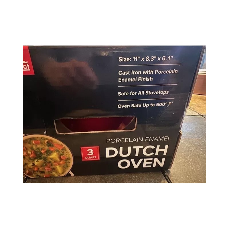 CHEFELECT NEW - CAST IRON PORCELAIN ENAMEL 3 QT DUTCH