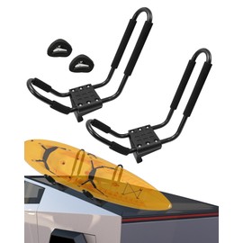 Kayak Roof Racks for 2 Kayaks Compatible with Cybertruck - Heavy Duty Kayak Rack Include Two Sets of Straps for Cars, Easy to Mount J-Bar Style Carriers for Canoes Kayaks Paddle Boards and Surfski