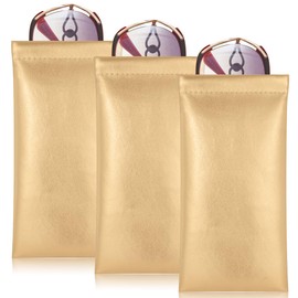 TRIUMPH VISION Large Sunglasses Pouch for Women Oversized Eyeglass Sleeve Soft PU Leather Squeeze Top Holder Big Shades Eyewear Case