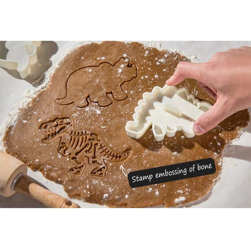 mciskin Jurassic Dinosaur Cookie Cutters and Skeleton Stampers T-Rex Stegosaurus