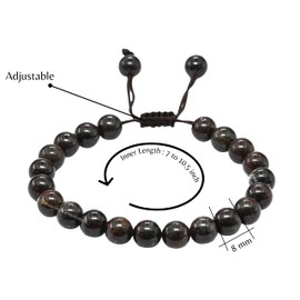 Iron Tiger Eye Bracelet for Women Men's Gifts - Protection Healing Crystal Bracelet - 8mm Gemstone Beaded Adjustable Bracelet Pulseras Para Hombres Mujer Stocking Stuffers