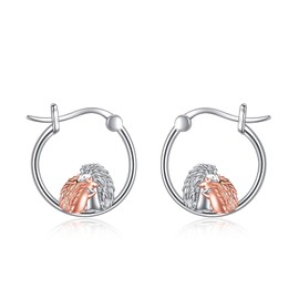 YFN Hedgehog Earrings Sterling Silver Hoop Earrings Animal Hoop Earrings Jewellery for Women Girls Animal Gifts