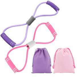 2PCS Arm Resistance Bands with Storage Bag, Latex and PET Elastic Bands, Home Gym, Yoga, Anti Slip Handles for Safe Workout, Portable Exercise Band for Muscle Training