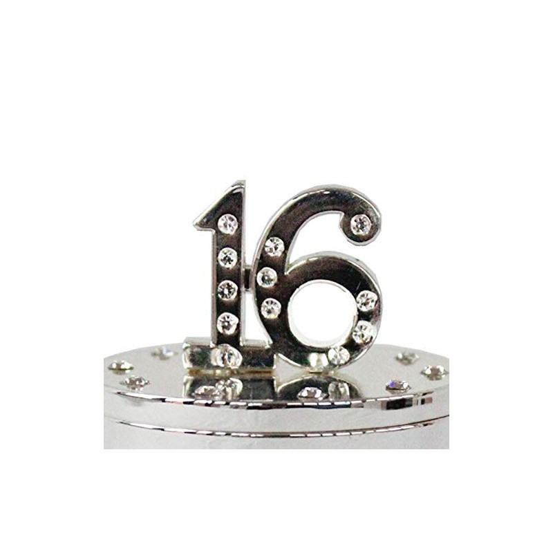 Milestones Silver & Diamante Trinket Box with Number Top -
