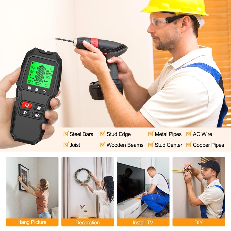 Stud Finder Wall Scanner，WOVTE 7 in 1 Electronic Stud Finder
