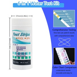 HaoTrade 50 Pcs 6 in 1 Hot Tub Test Strips, Water Testing Strips for Drinking Water, Aquarium, Fish Tank, Spa, Swimming Pool Water Test Strips for Hardness, Chlorine, Bromine, Acidity, Alkalinity, PH