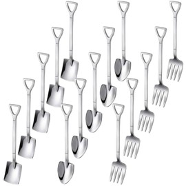 15PCS Shovel Spoons, Mini Shovel Spoons for Desserts, Tiny Shovel Spoon Utensils for Fruit Salads, Cakes, Ice Cream, Compact Serving Spades with Ergonomic Handle Design