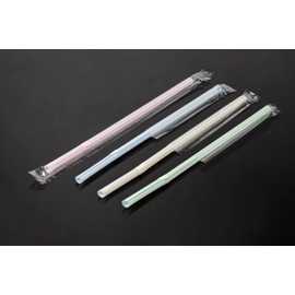 Flexible Plastic Straws Individually Wrapped 200 Pack - Striped Multi Colored BPA-Free Disposable Bendy Straw 8" Long - by DuraHome