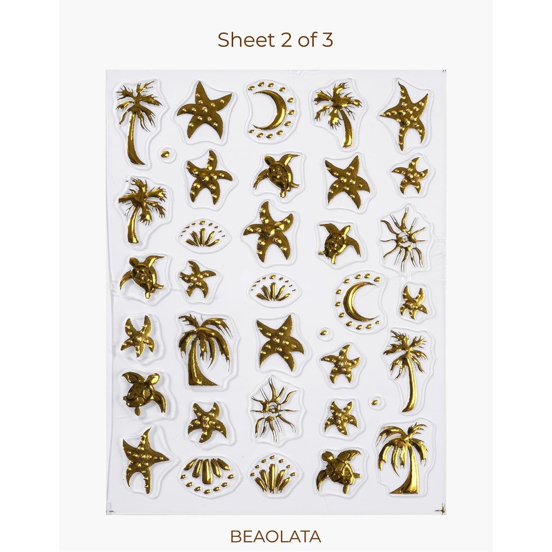 Sea Nail Stickers for Nail Art - 3 Sheets 5D