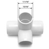 QWORK 4 Way 1/2" Tee PVC Fitting Elbow,10 Pack PVC