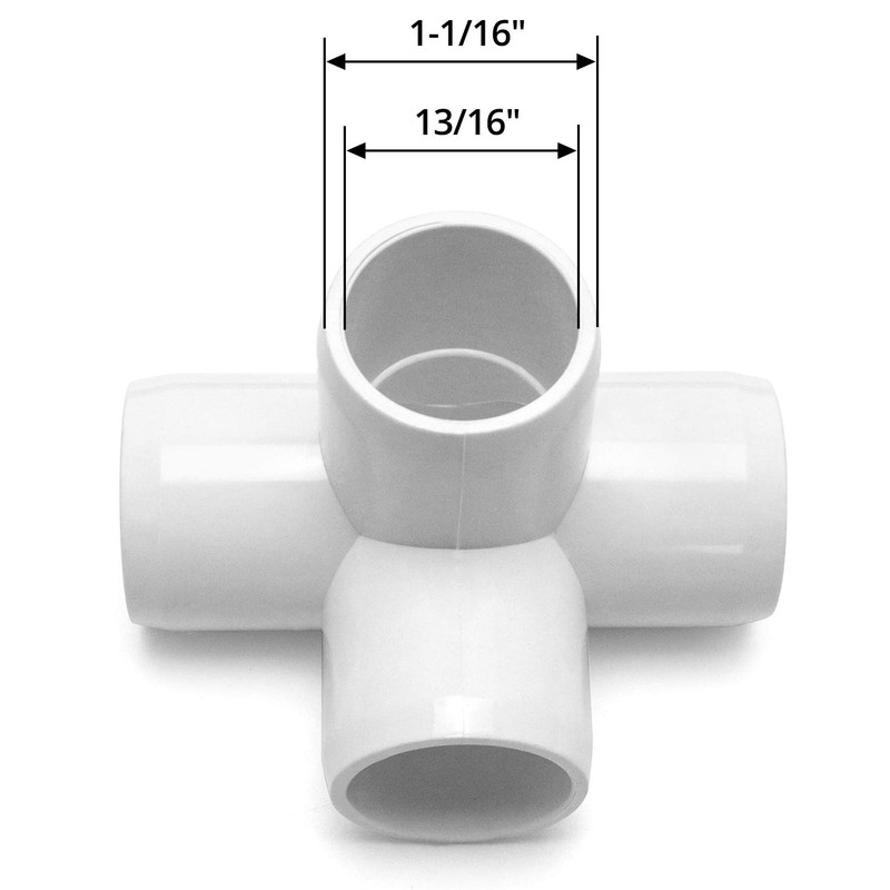 QWORK 4 Way 1/2" Tee PVC Fitting Elbow,10 Pack PVC
