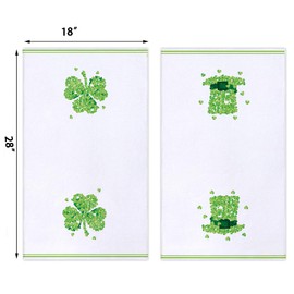 Secarond Watercolor Shamrock Hat Stripe Kitchen Towels Dish Towels, 18x28 Inch Seasonal Clover St. Patrick's Day Decoration Hand Towels Set of 2, DT-131