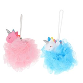 Healeved 2pcs Unicorn Shower Foaming Balls Gentle Exfoliating Bath Sponge for Body Cleansing Cartoon Design for Adults