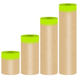 Hubaow Tape and Drape, Paint Masking Paper, Masking Paper, 4 Size 200feet Car Protection Covering Paper, Paint Tape, Assorted Masking Paper, for Car and Furniture, Floor(6",12",18",24")