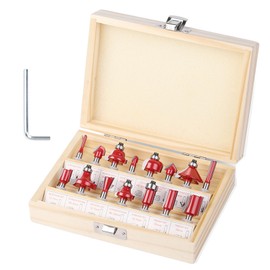 Kadryxon 15-Piece Milling Cutter Set for Routers, Wood Milling Bits for 8 mm Shank, Woodworking Tools with Storage Case, Industrial Quality Wood Cutter for Hard and Soft