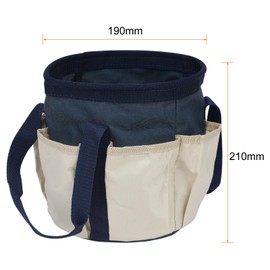 HARFINGTON Garden Tool Bag 7.5" x 8.3" Large Oxford Waterproof with Pockets Garden Tote Bag Gardening Plant Tool Organizer Storage Carrier Store for Outdoor Women Men, Dark Blue