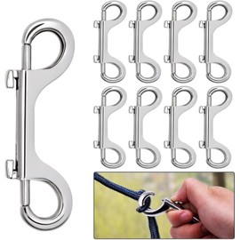 8PCS Doppelkarabiner Karabiner Hundeleine Doppel Karabinerhaken Heavy Duty Snap Hook Oppelseitiger Edelstahl Doppelseitiger Karabinerhaken 100MM Schnapphaken Drehbarer Gerader Wirbel