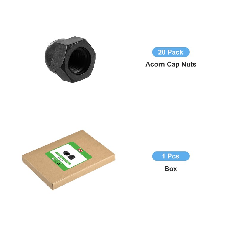 sourcing map M8x1.25 Acorn Cap Nuts, 20Pcs Nylon Dome Cap