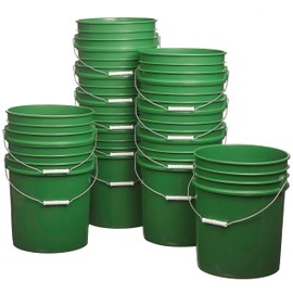 Hudson Exchange Premium 5 Gallon Bucket, HDPE, Green, 12 Pack