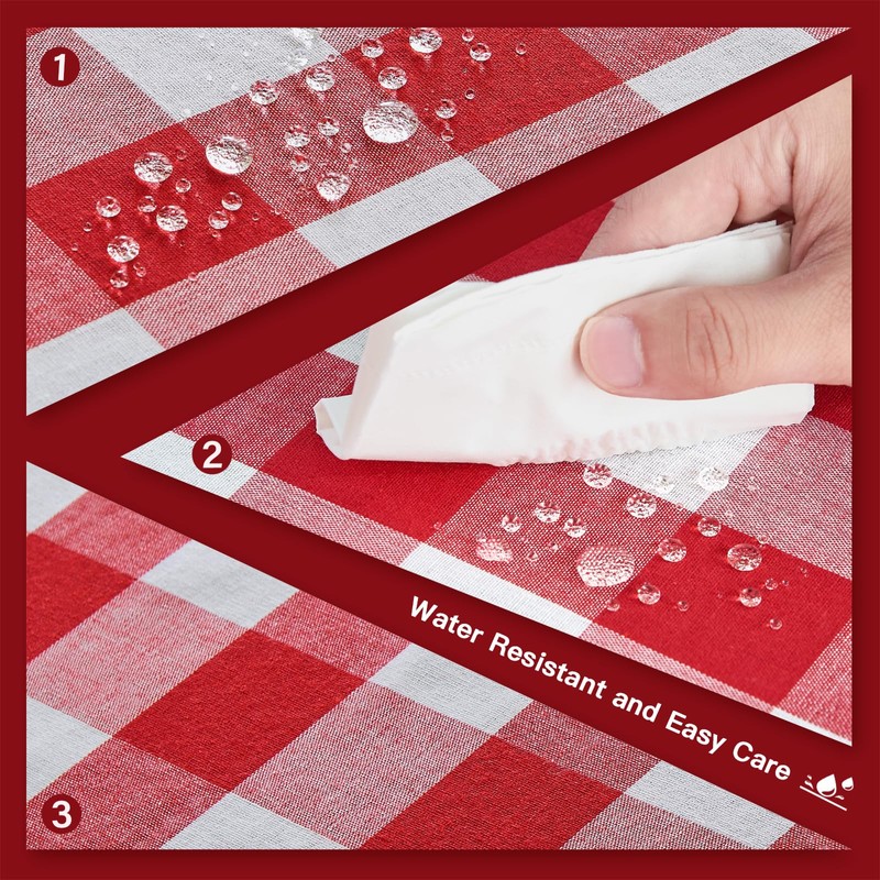 WAITER TREE Rectangle Checkered Tablecloth Water Resistant Spillproof and Washable