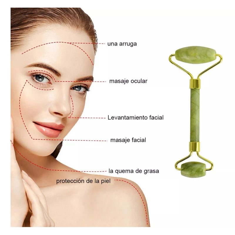 Mololan Kit Rodillo Masaje Facial De Jade Antienvejecimiento Traje