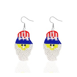 Christmas Earrings for Women Beaded Christmas Tree Dangling Earrings Acrylic Christmas Tree Santa Boots Earrings Colorful Beaded Christmas Earring Christmas Holiday Party Jewelry (Style-E)