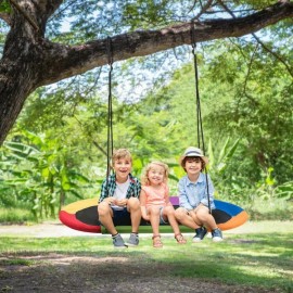 Costway 60" Saucer Surf Tree Adult Kids Outdoor Adjustable Hanging Rope Patio Swing Set