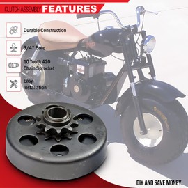 AlveyTech 10 Tooth #420 Chain Sprocket Clutch Assembly with 3/4" Shaft - Centrifugal, Parts Fit Predator 212cc 6.5 HP Engine, Fits 163cc 5.5 HP & 196cc 6.5 HP Engines, For Dirt ATV, Go Kart, Mini Bike