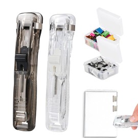 102PCS Clam Clip Dispensers 2 PCS Plastic Paper Clam Dispenser with 100 Mixed Color Metal Refill Clip Reusable Portable Clam Clip for Office Home School Fixing Loose Leaf Paper Documents Reports