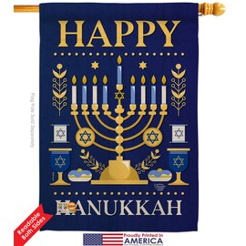 Ornament Collection Happy Hanukkah House Flag Winter Candle Bonsai Menorah Jewish Chanukah David Small Decorative Gift Yard Banner Double-Sided Made in USA 28 X 40