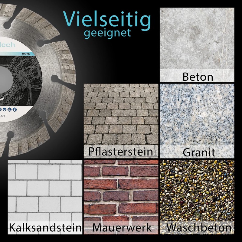Rendech® Rapid Diamond Disc 125 mm for Granite, Concrete, Stone,