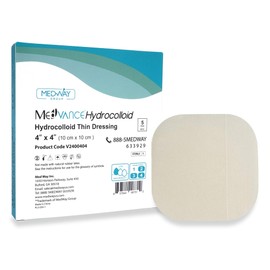 MedVance Hydrocolloid – Hydrocolloid Adhesive Thin Dressing, 4"x4", Box of 5 dressings