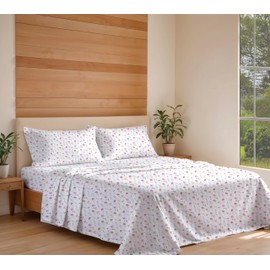 RUVANTI 100% Organic Cotton Sheets Queen Size Bed Set, 4 PC Cotton Queen Sheet Set, Soft & Breathable Crispy Percale Weave, Deep Pocket Queen Size Sheets, Hotel Quality Bed Sheets - Obsessed Stems