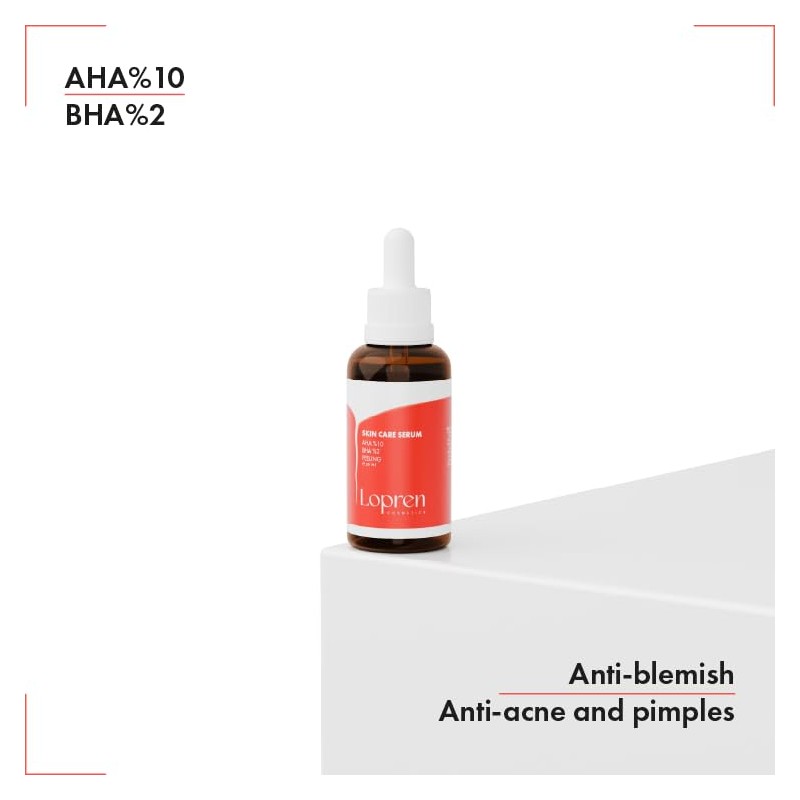 Lopren AHA 10% BHA 2% Exfoliating Serum, Skin Smoothing &