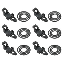 PATIKIL Fishing Hook Keeper, 6 Pack Plastic Fish Lure Bait Holder Accessories with 3 Size Rubber Rings for Fishing Rod Pole, Black