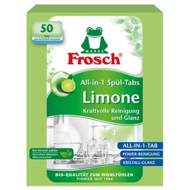 Frosch Limonen Geschirrspül-Tabs, umweltfreundlich, mit wasserlöslicher Folie, für die tägliche Reinigung von Besteck und Geschirr, 50 Tabs, 50 stück