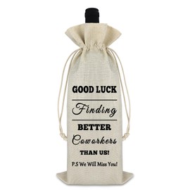 Farewell Going Away Gifts New Job Gifts for Colleague Wine Bag for Coworkers Drawstring Wine Bottle Bag Goodbye Gift for Boss Women Men Friends Congratulation Gift Reusable Burlap Red Wine Cover Bag