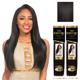 Sensationnel Empire yaki human hair - Tangle Free Weaving for Quick Weave and Sew in Styles for Faux Highlights and Fauxmiddlepart Leave Out - 2 Pack (20 inch, 1B OFFBLACK)