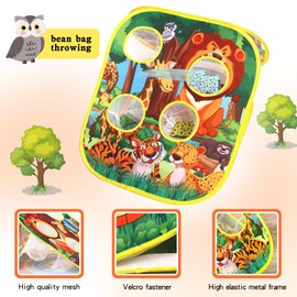 Bean Bag Toss Game for Kids/Double-Sided Foldable Cornhole Board/Backyard Beach Yard Outdoor Toys for Kids Ages 4-8/5-Second Setup/Party Supplies for Kids