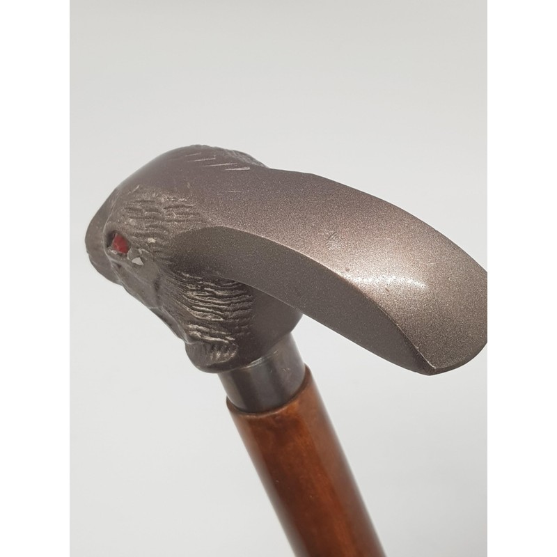 Precious Craft/Wooden Walking Stick with Rabbit Metal Handle Knob for