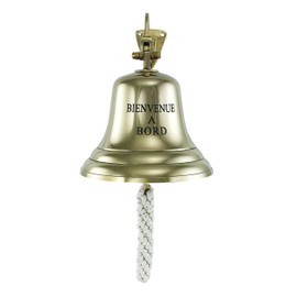 NKlaus Bell 'BIENVENUE A Bord', lightweight brass design, 15 cm - nautical decoration 16085